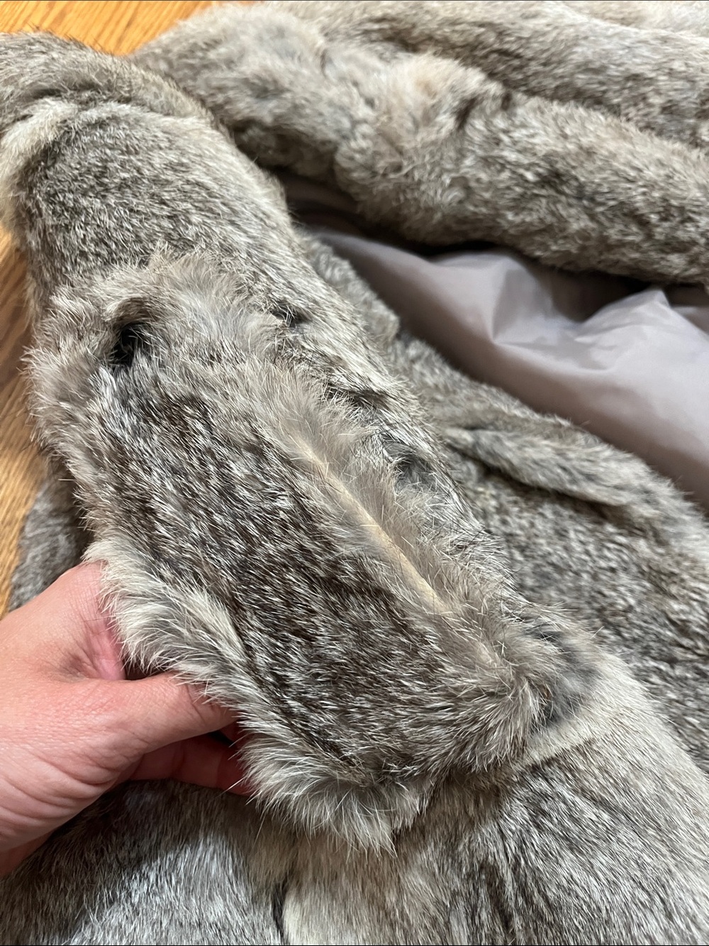 Cropped Gray Rabbit Fur Coat - Picture 10 of 10